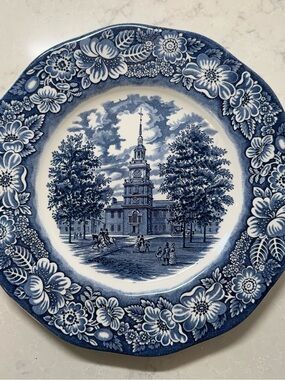 Vintage Liberty Blue Staffordshire Independence Hall Ironstone Plate